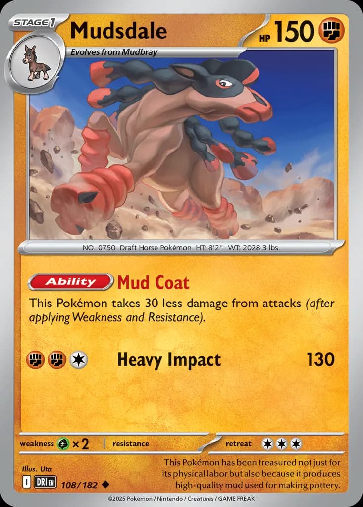 Mudsdale — Destined Rivals 108 Pokémon card