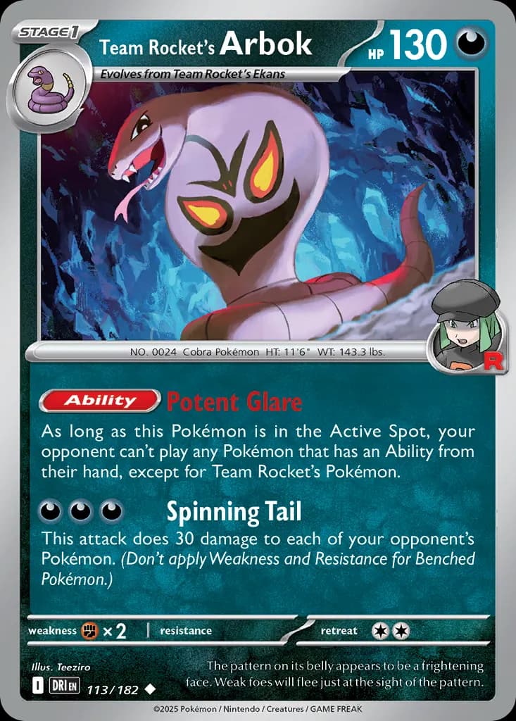 Team Rocket's Arbok — Destined Rivals 113 Pokémon card
