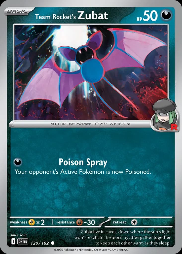 Team Rocket's Zubat — Destined Rivals 120 Pokémon card