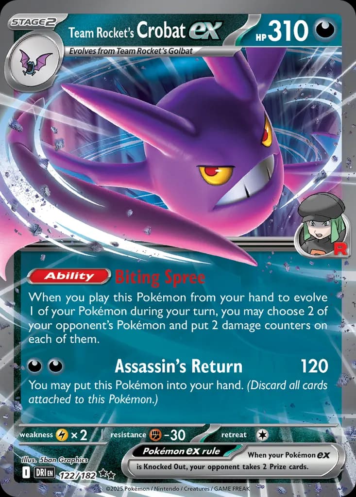 Team Rocket's Crobat ex — Destined Rivals 122 Pokémon card