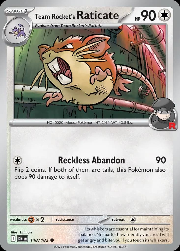 Team Rocket's Raticate — Destined Rivals 148 Pokémon card