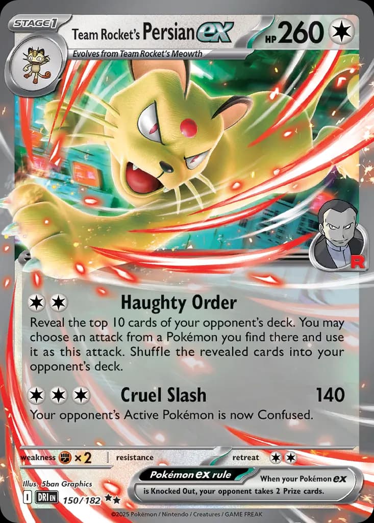 Team Rocket's Persian ex — Destined Rivals 150 Pokémon card