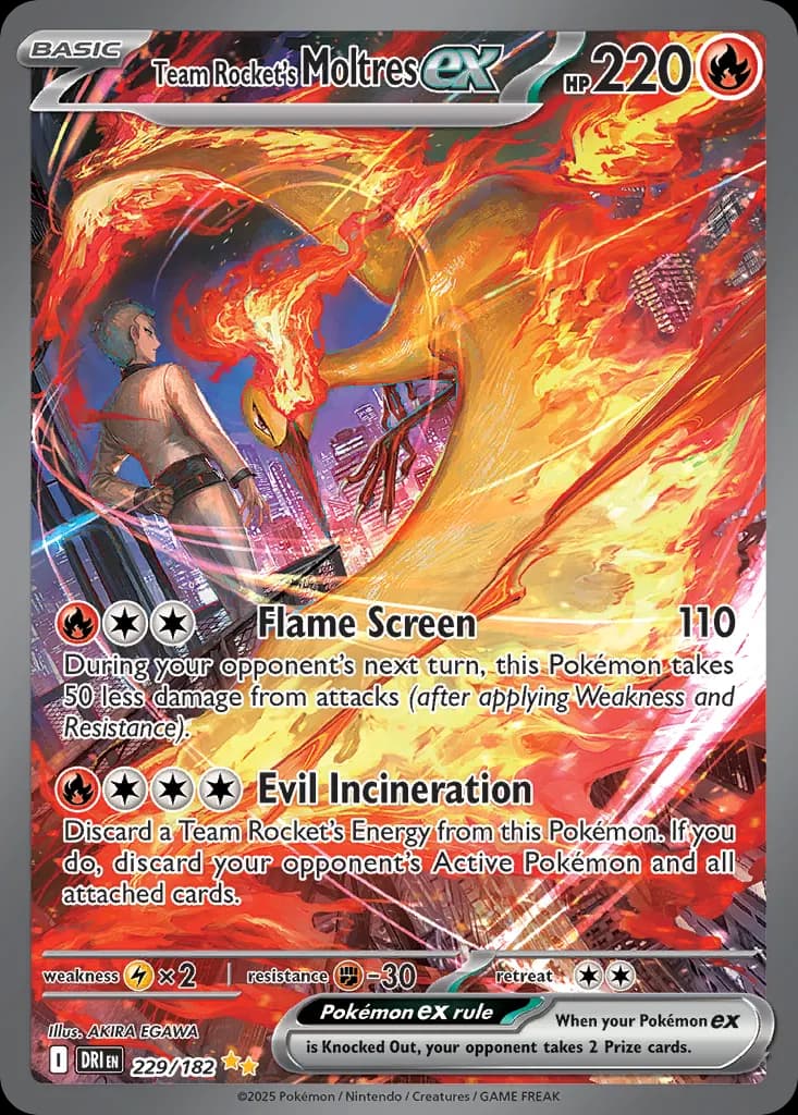 Team Rocket's Moltres ex — Destined Rivals 229 Pokémon card