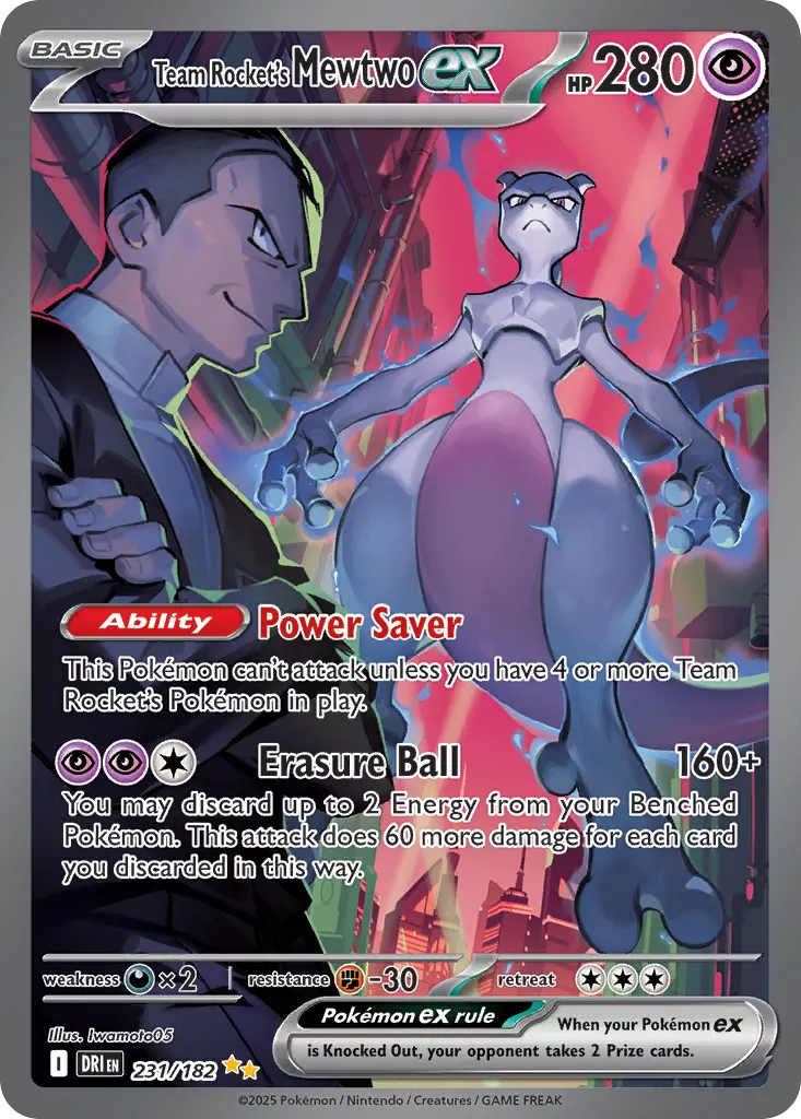 Team Rocket's Mewtwo ex — Destined Rivals 231 Pokémon card