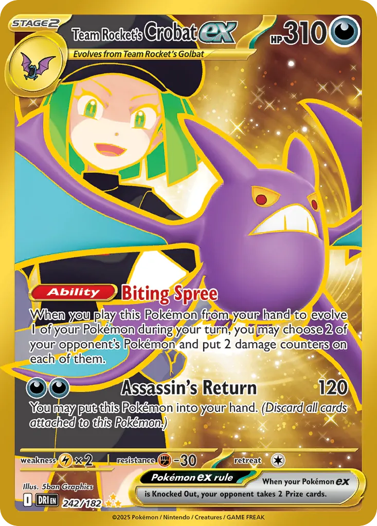 Team Rocket's Crobat ex — Destined Rivals 242 Pokémon card