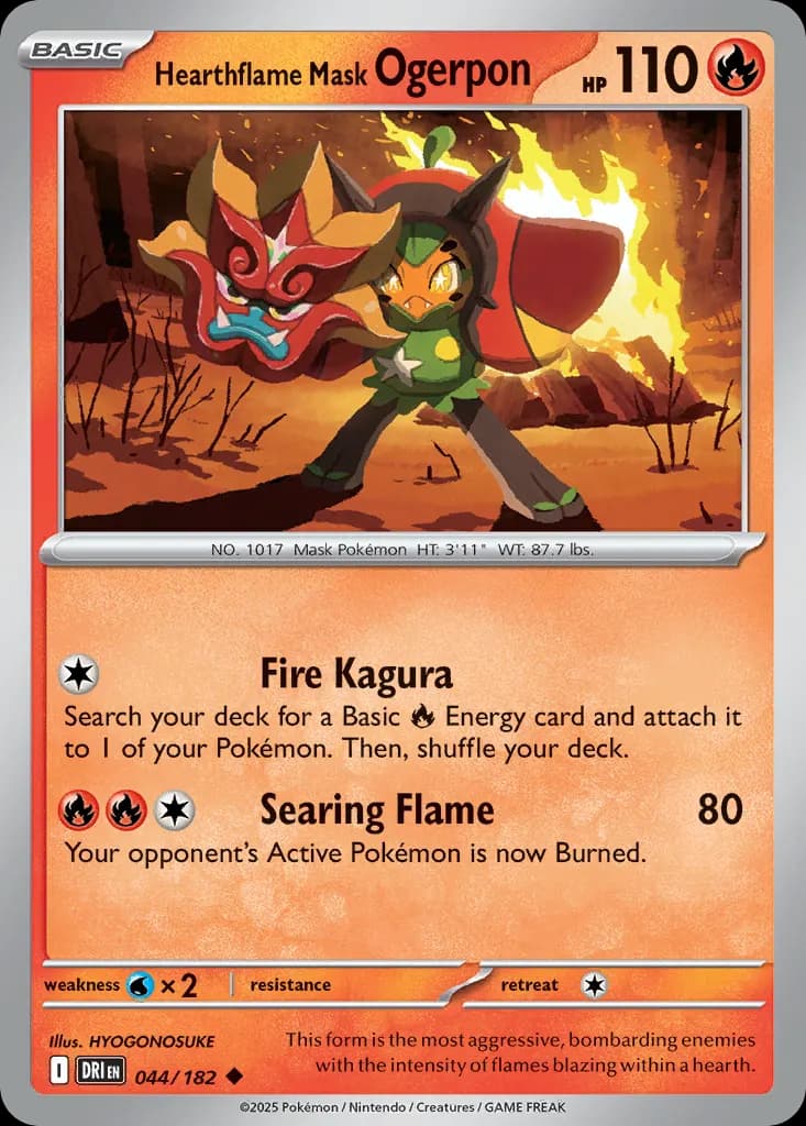 Hearthflame Mask Ogerpon — Destined Rivals 44 Pokémon card