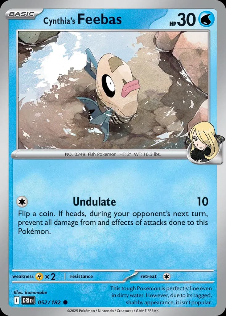 Cynthia's Feebas — Destined Rivals 52 Pokémon card