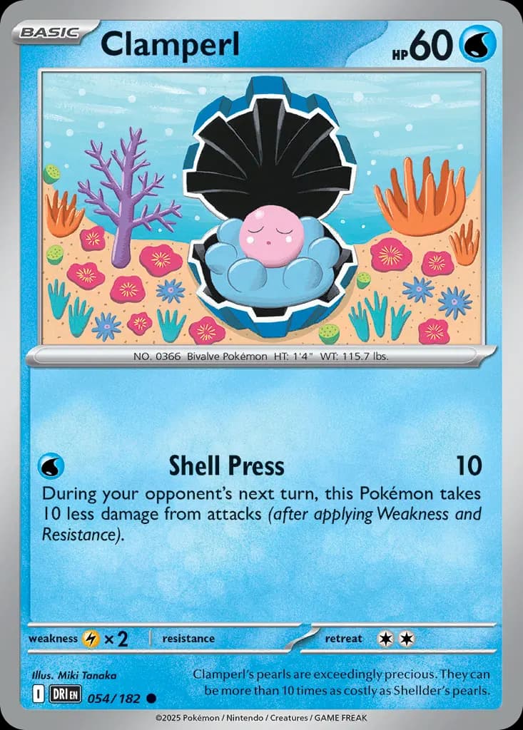 Clamperl — Destined Rivals 54 Pokémon card