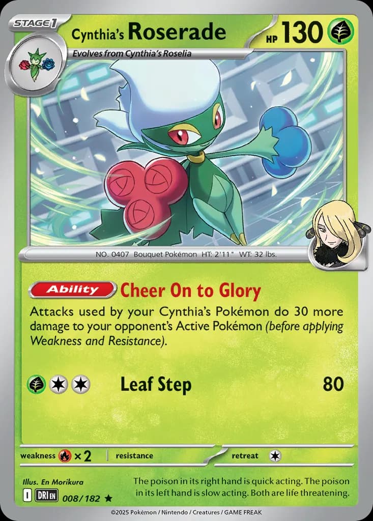 Cynthia's Roserade — Destined Rivals 8 Pokémon card