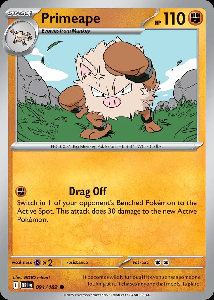 Primeape — Destined Rivals 91 Pokémon card