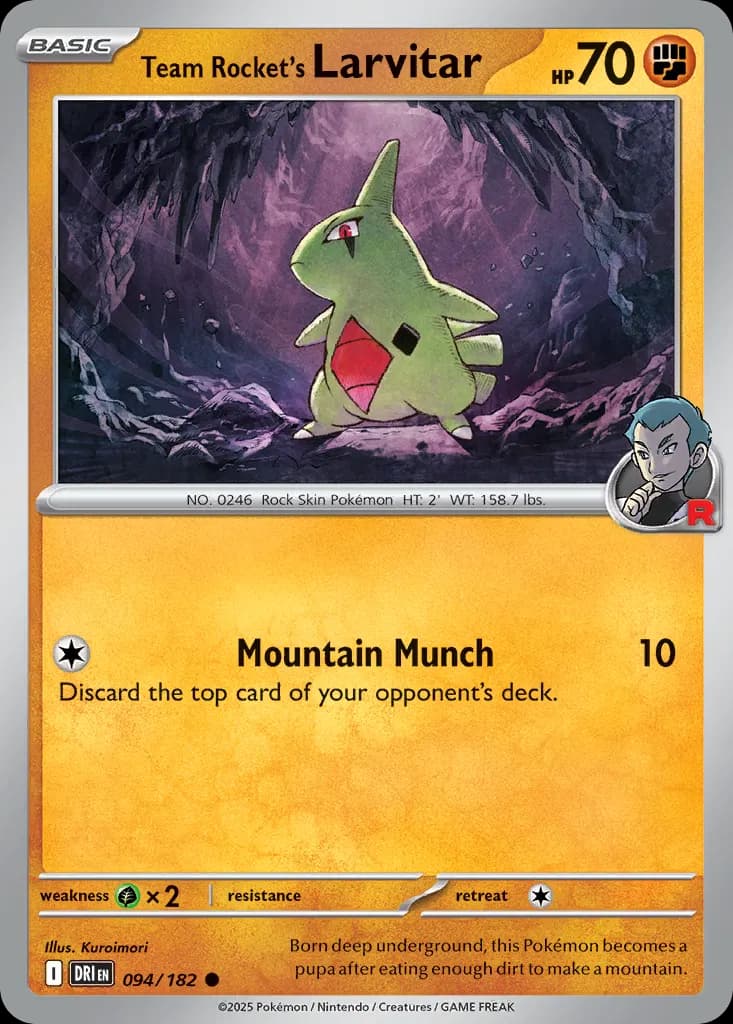 Team Rocket's Larvitar — Destined Rivals 94 Pokémon card