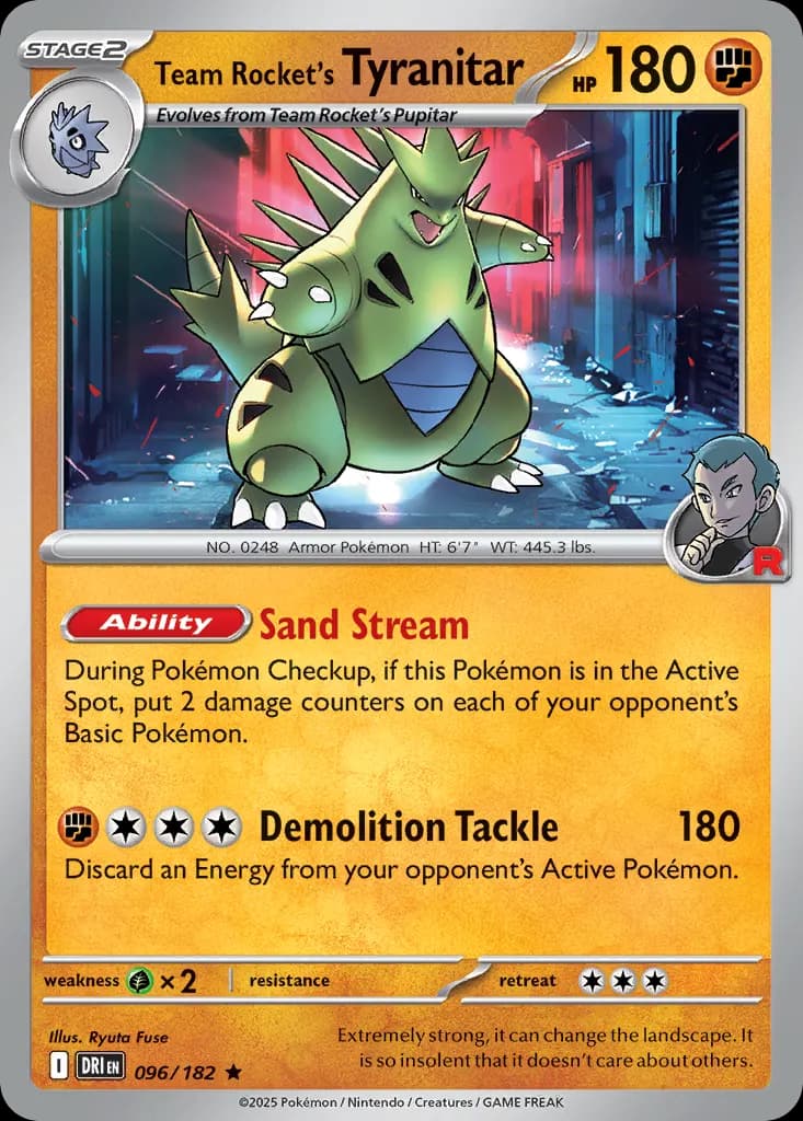 Team Rocket's Tyranitar — Destined Rivals 96 Pokémon card