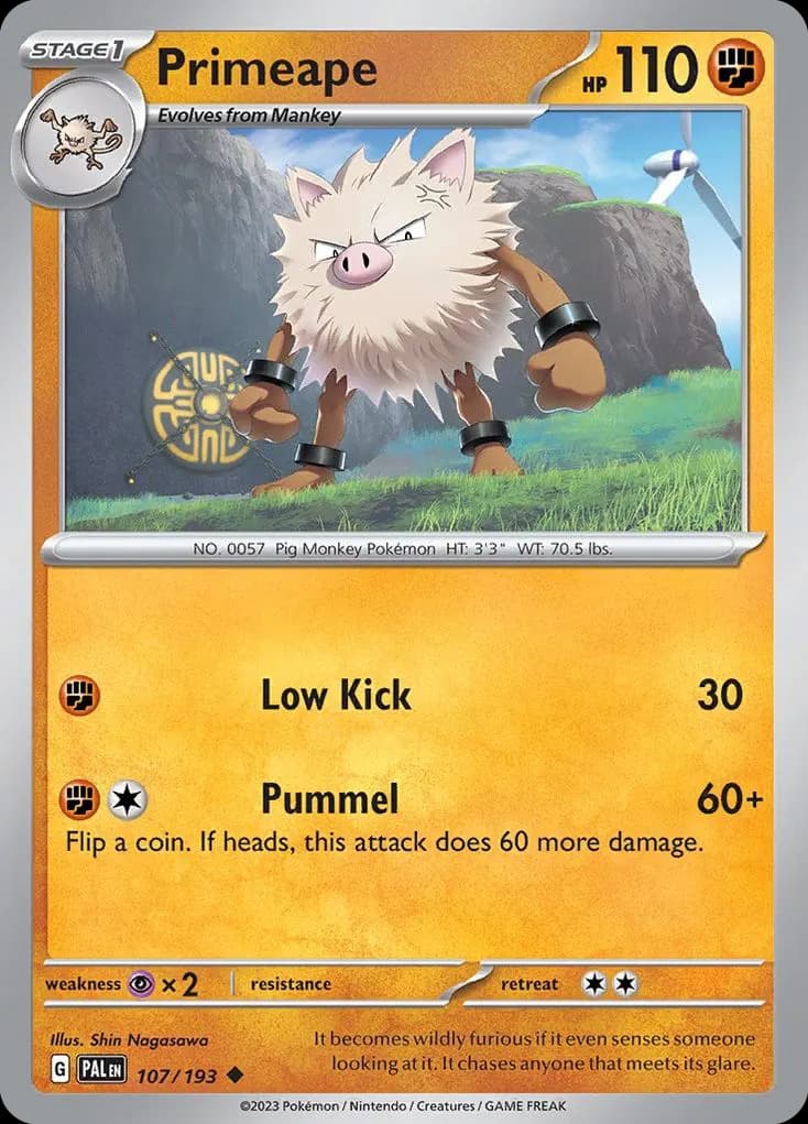 Primeape — Paldea Evolved 107 Pokémon card