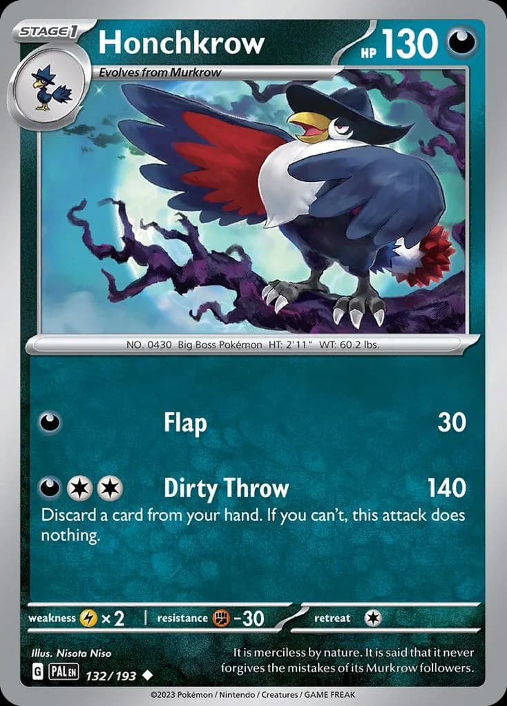 Honchkrow — Paldea Evolved 132 Pokémon card