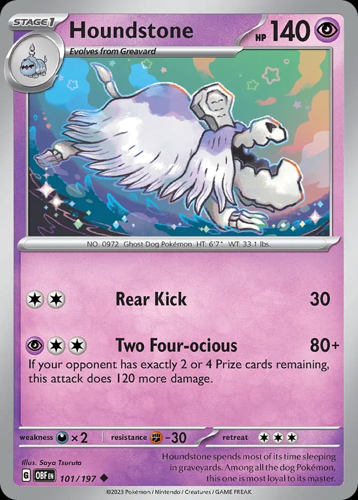 Houndstone — Obsidian Flames 101 Pokémon card