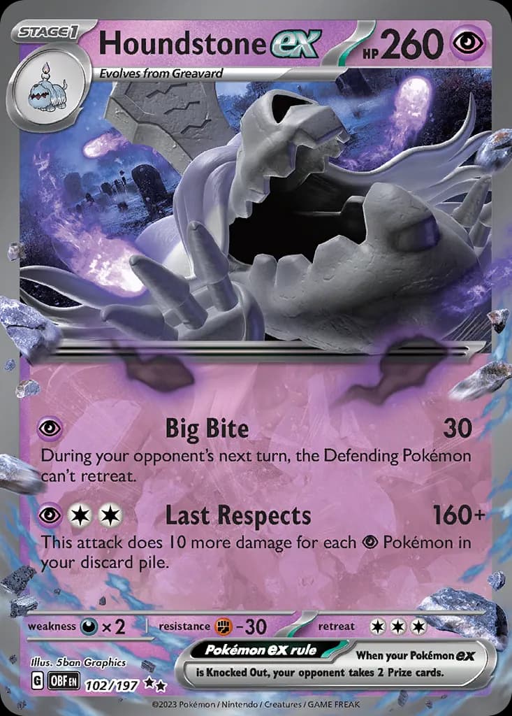 Houndstone ex — Obsidian Flames 102 Pokémon card
