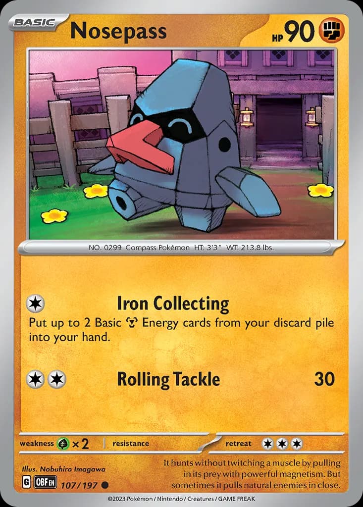 Nosepass — Obsidian Flames 107 Pokémon card