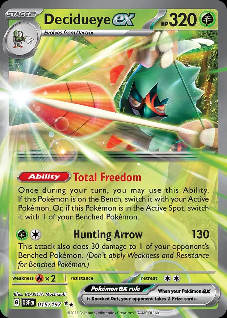 Decidueye ex — Obsidian Flames 15 Pokémon card