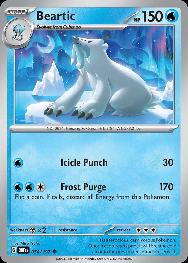 Beartic — Obsidian Flames 54 Pokémon card
