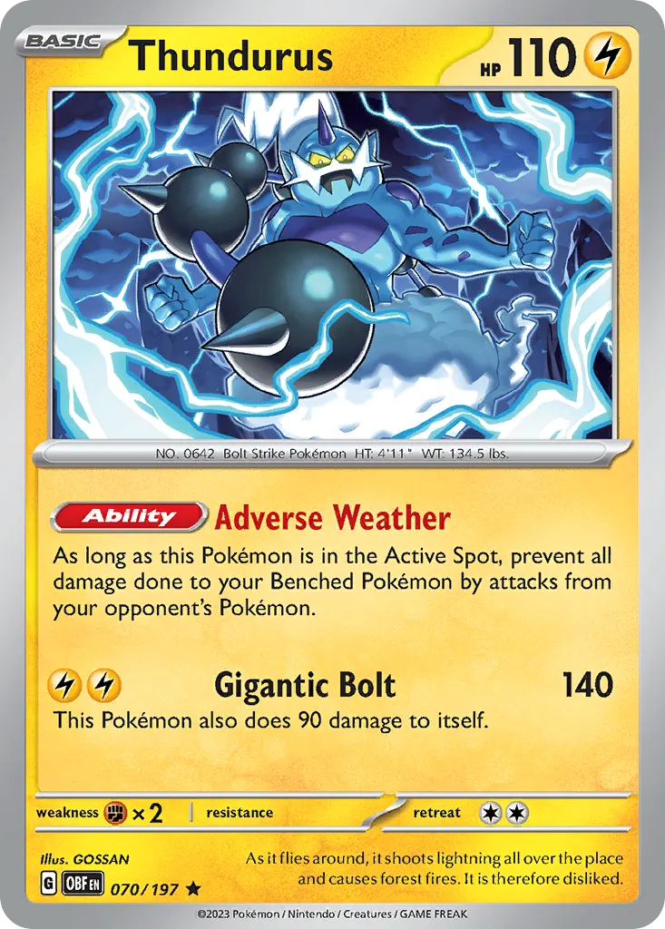 Thundurus — Obsidian Flames 70 Pokémon card