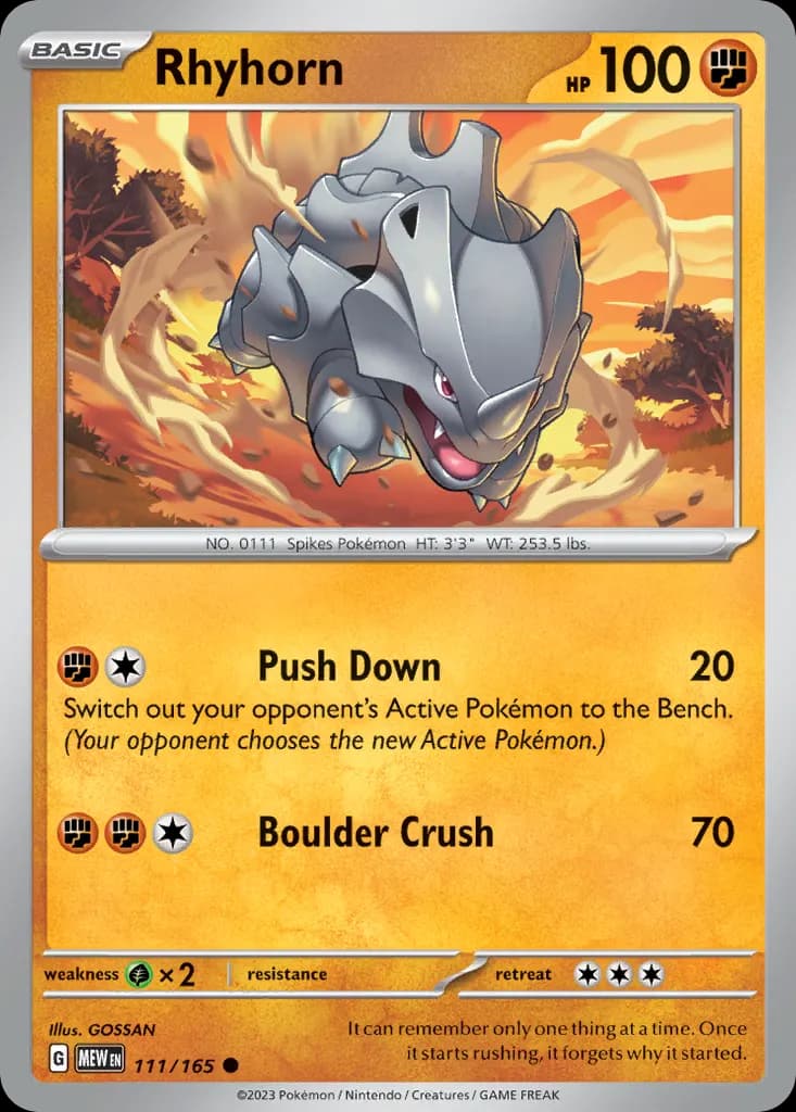 Rhyhorn — 151 111 Pokémon card