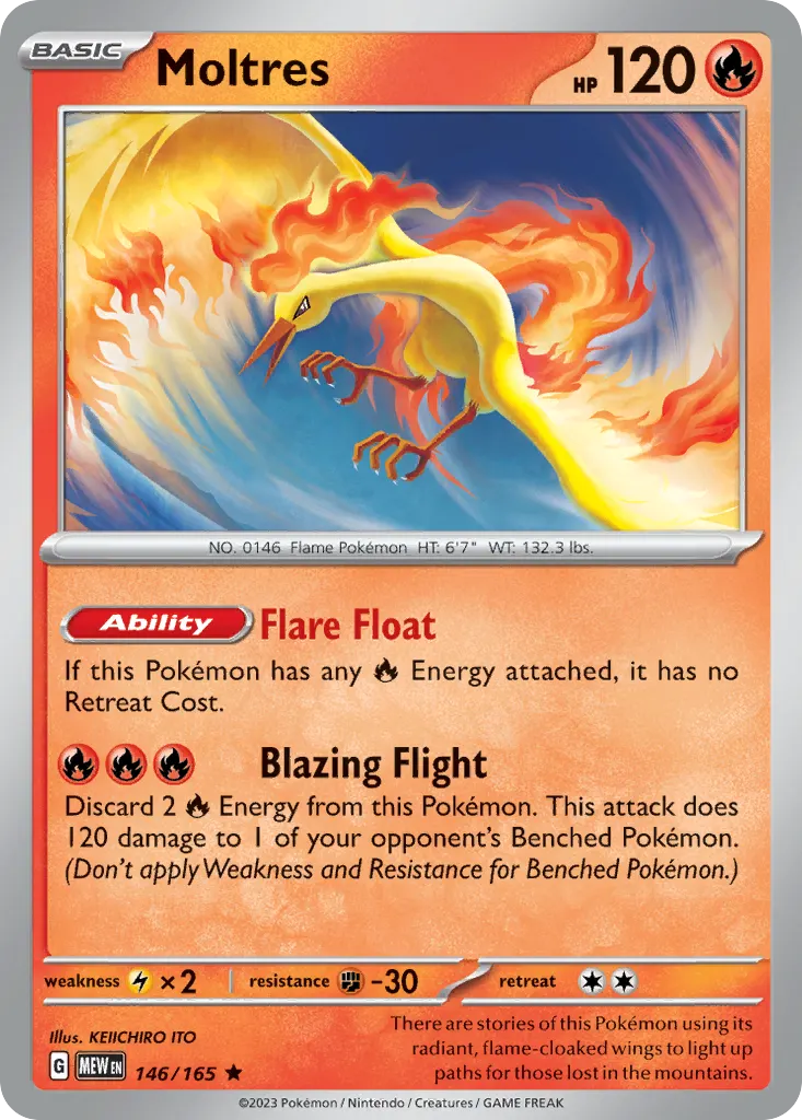 Moltres — 151 146 Pokémon card