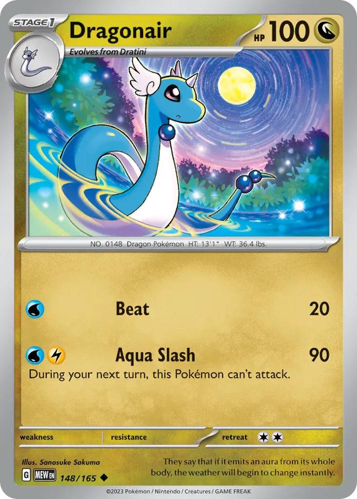 Dragonair — 151 148 Pokémon card