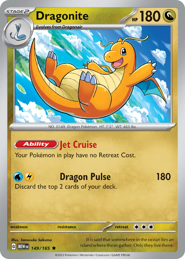 Dragonite — 151 149 Pokémon card