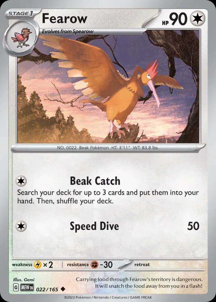 Fearow — 151 22 Pokémon card
