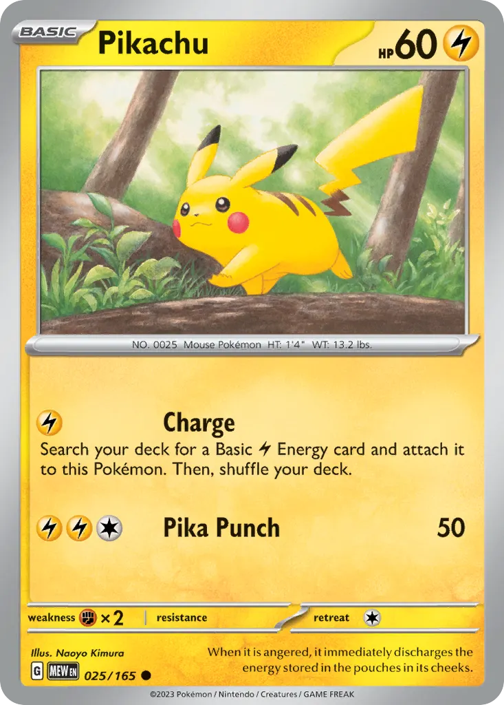 Pikachu — 151 25 Pokémon card
