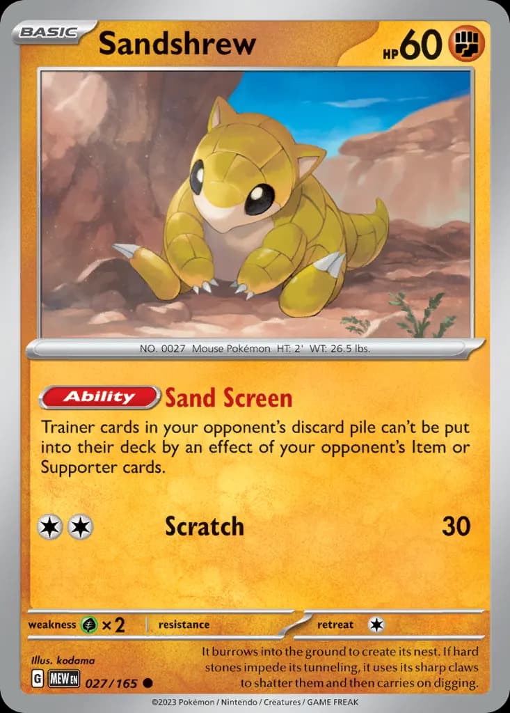 Sandshrew — 151 27 Pokémon card