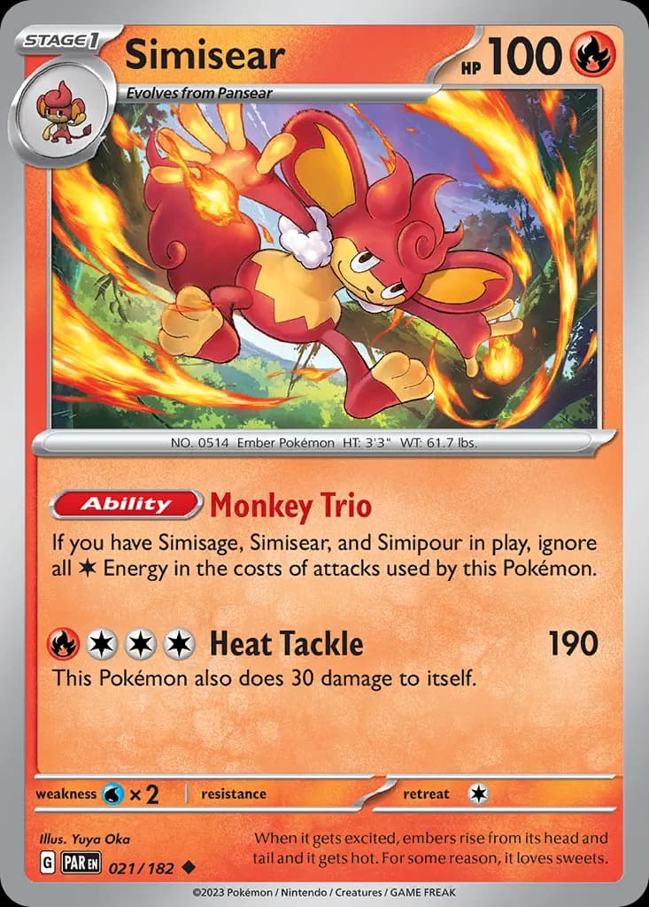 Simisear — Paradox Rift 21 Pokémon card