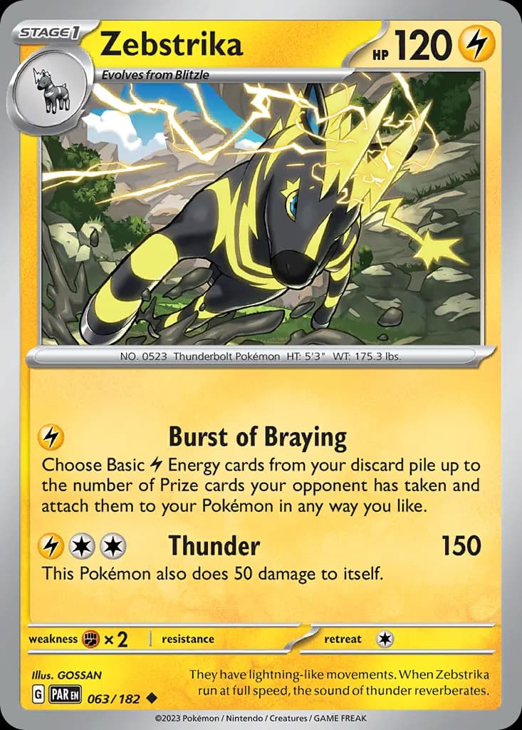 Zebstrika — Paradox Rift 63 Pokémon card