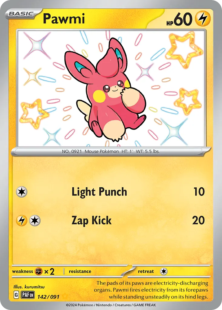 Pawmi — Paldean Fates 142 Pokémon card