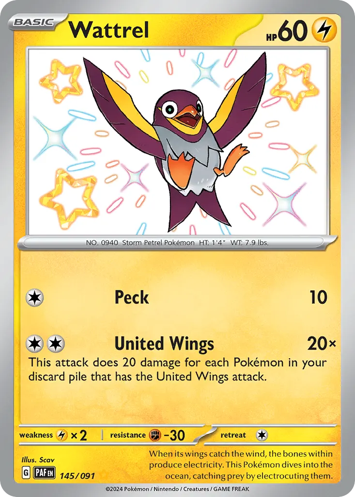 Wattrel — Paldean Fates 145 Pokémon card