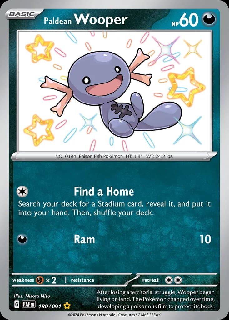 Paldean Wooper — Paldean Fates 180 Pokémon card