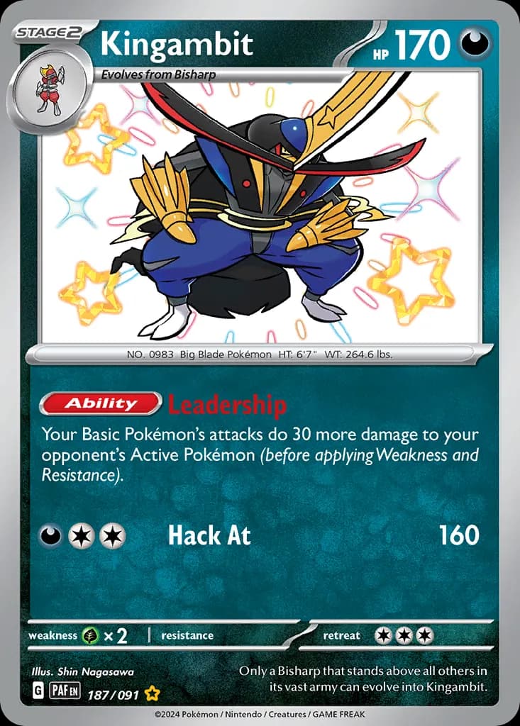 Kingambit — Paldean Fates 187 Pokémon card