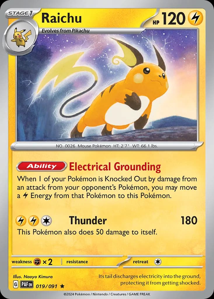 Raichu — Paldean Fates 19 Pokémon card