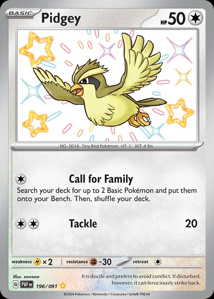 Pidgey — Paldean Fates 196 Pokémon card