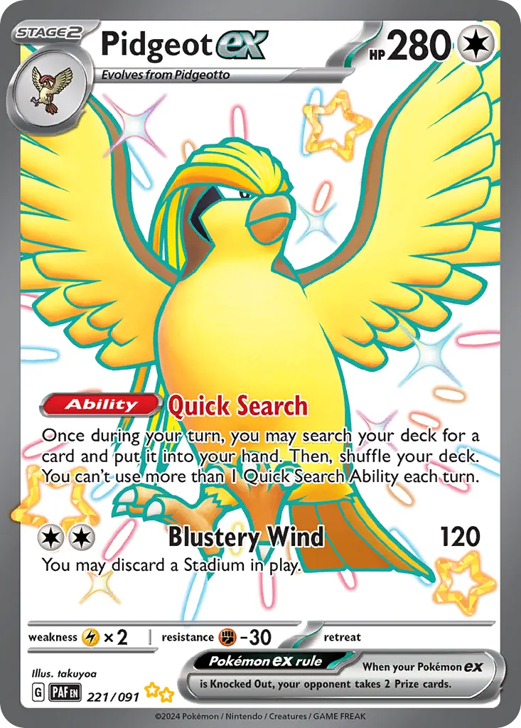Pidgeot ex — Paldean Fates 221 Pokémon card