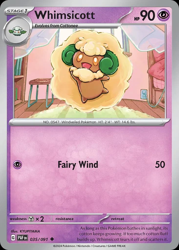 Whimsicott — Paldean Fates 35 Pokémon card