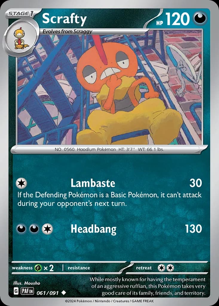 Scrafty — Paldean Fates 61 Pokémon card