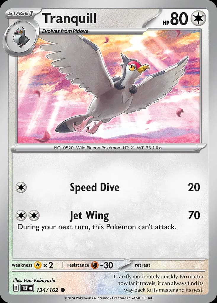 Tranquill — Temporal Forces 134 Pokémon card
