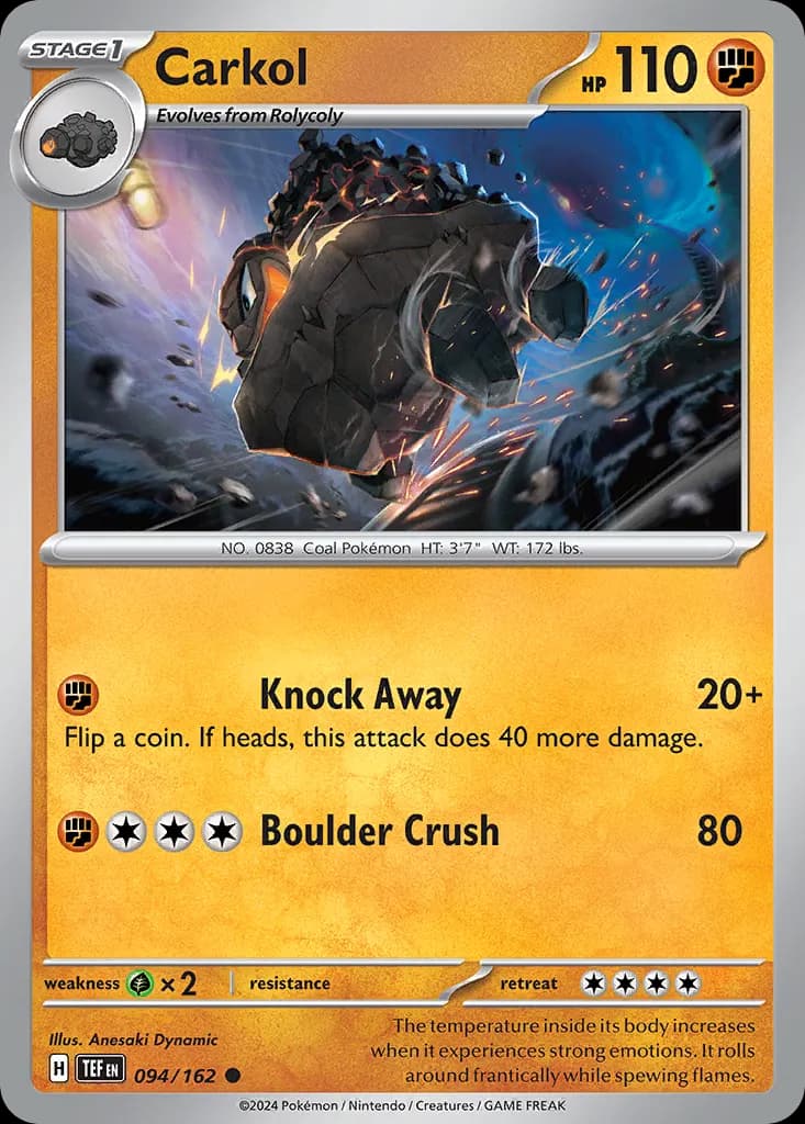 Carkol — Temporal Forces 94 Pokémon card