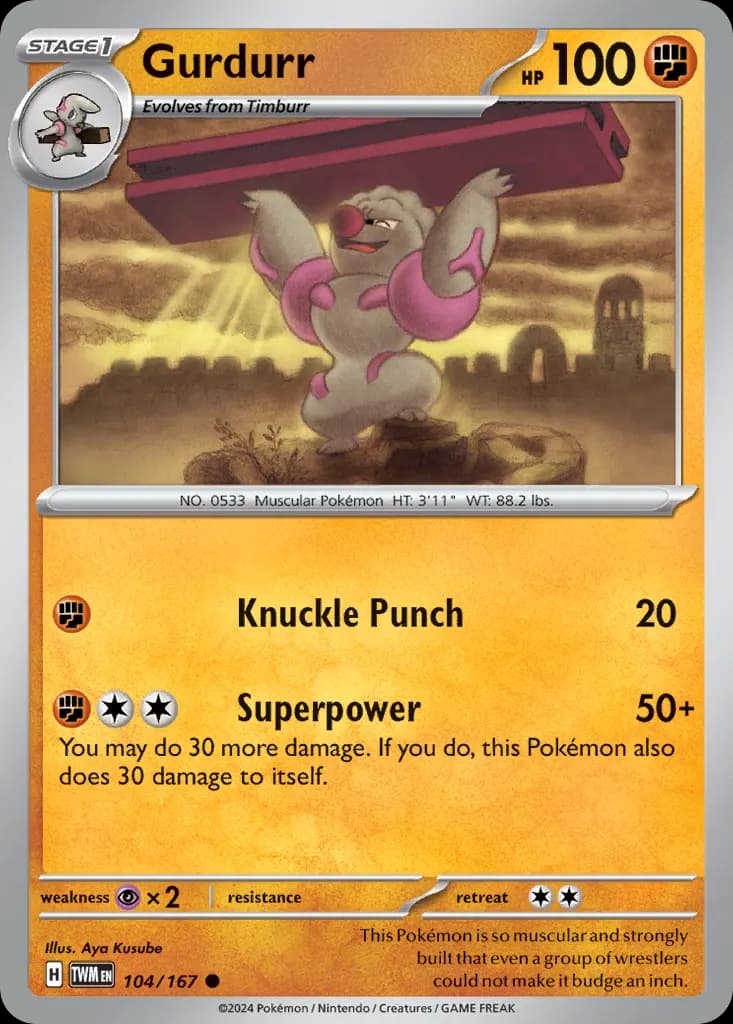 Gurdurr — Twilight Masquerade 104 Pokémon card