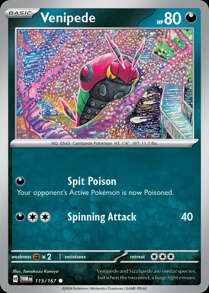 Venipede — Twilight Masquerade 115 Pokémon card
