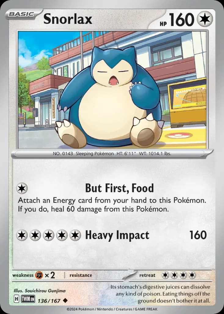 Snorlax — Twilight Masquerade 136 Pokémon card