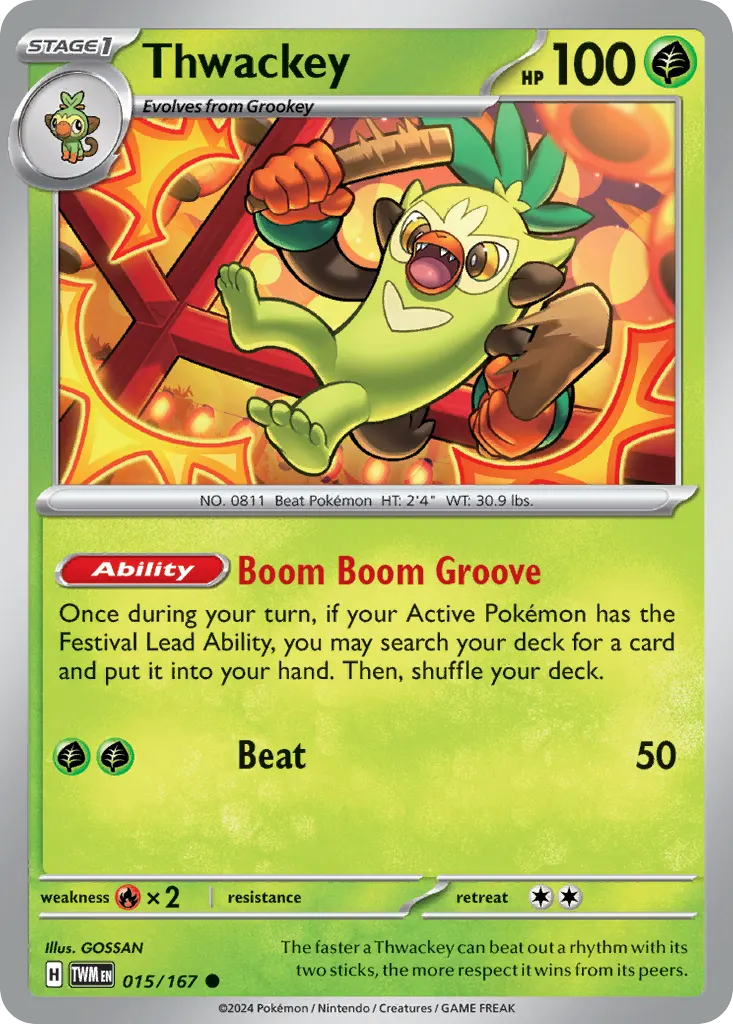 Thwackey — Twilight Masquerade 15 Pokémon card