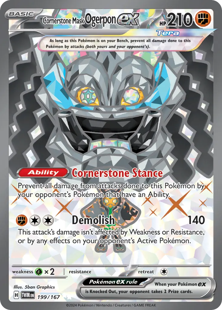 Cornerstone Mask Ogerpon ex — Twilight Masquerade 199 Pokémon card