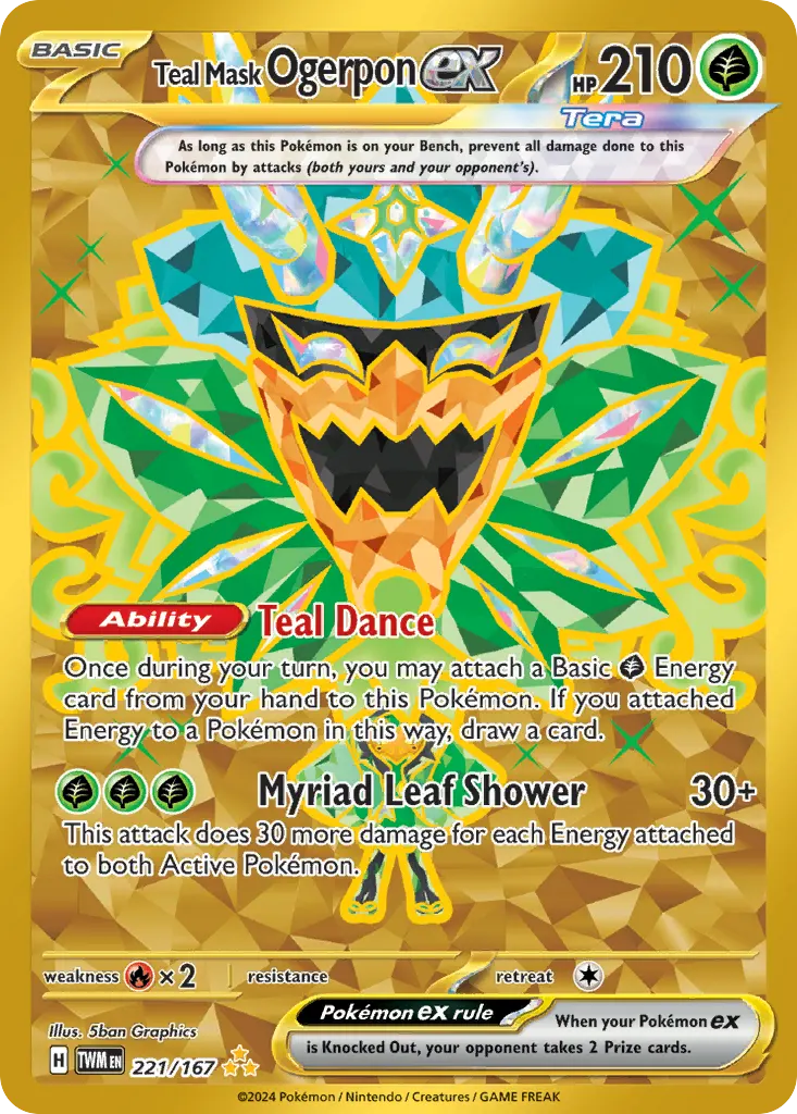 Teal Mask Ogerpon ex — Twilight Masquerade 221 Pokémon card